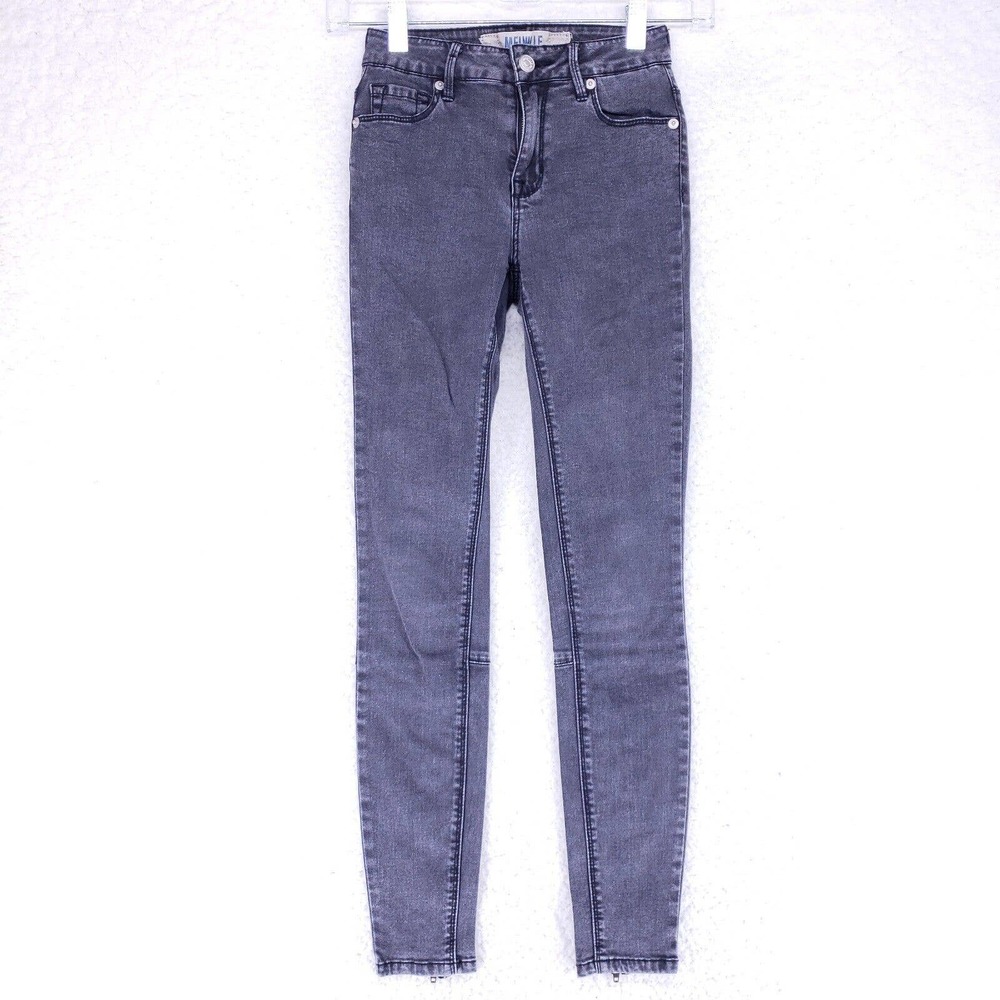 Melville Skinny Zipper Legs Black Jeans Womens Size 23 Mid Rise Soft Denim Pants